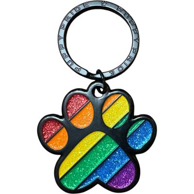 Paw Print Dog Tag - Rainbow Glitter