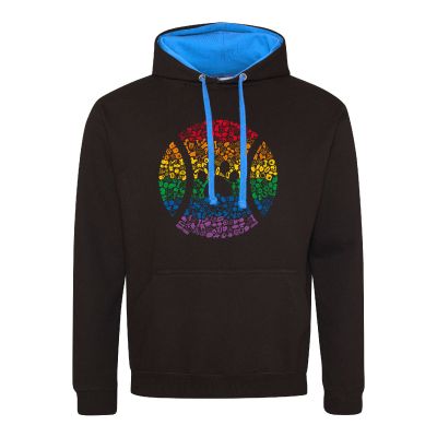  2022 Rainbow Logo Two Tone Hoodie - Black