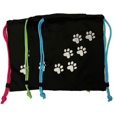 Paw Trail Drawstring Bag - Black