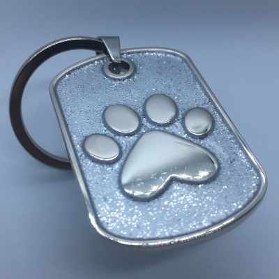Silver Glitter Paw Keyring