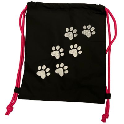 Paw Trail Drawstring Bag - Black